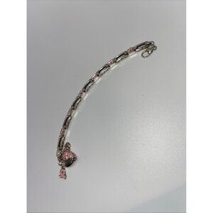 Brighton Power Of Pink Bracelet With Heart & Ribbon Charms Pink Rhinestones Silv